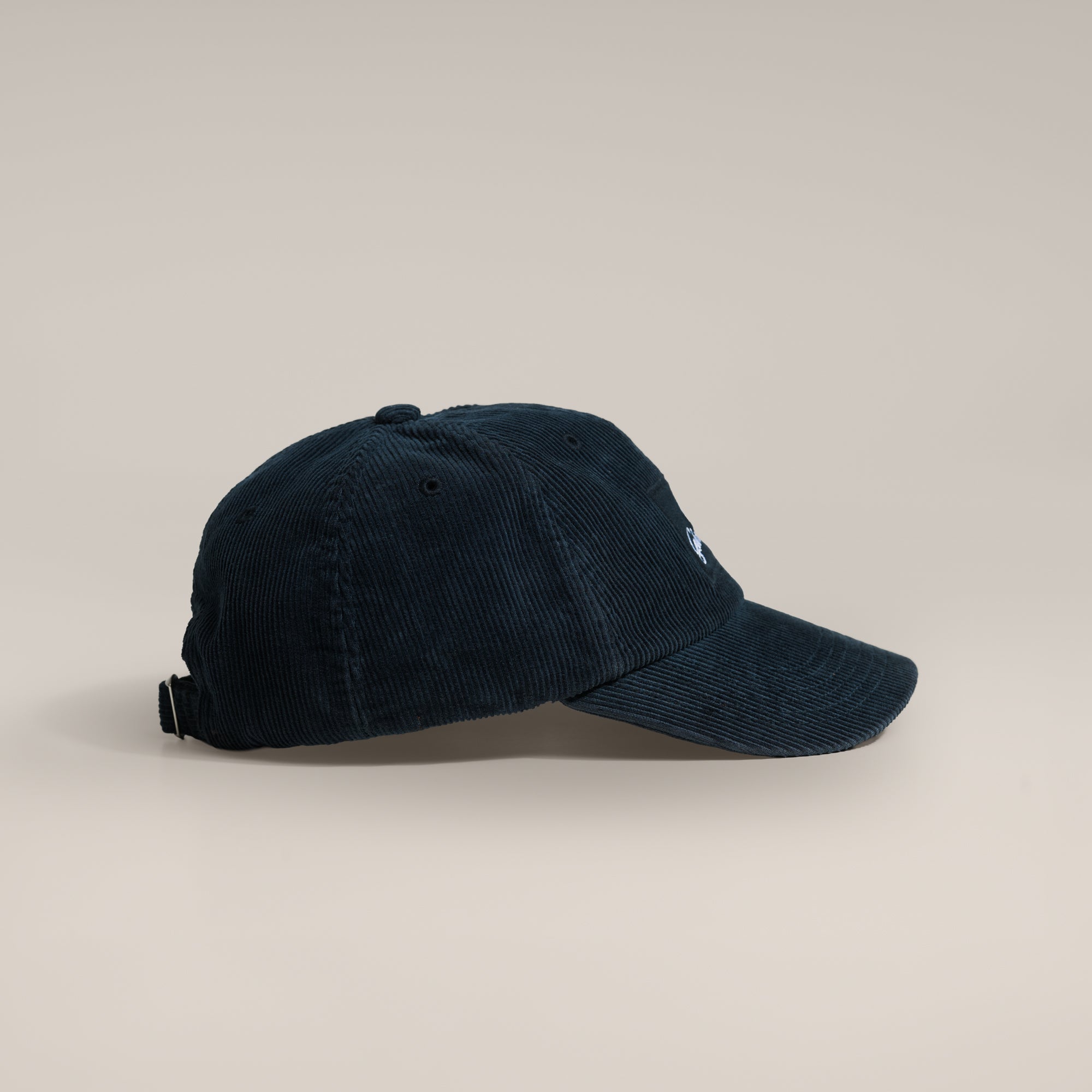 Navy Gårdisto corduroy cap, side view